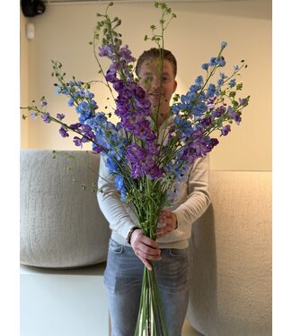 SILK-KA Kleiner künstlicher Blumenstrauß „Königlicher Ritterspornblau“