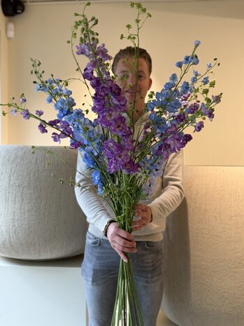 SILK-KA Ramo de flores artificiales "Azul delfinio real" pequeño