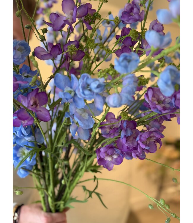 SILK-KA Kunstbloemen boeket "Royal Delphinium Blue"  Large