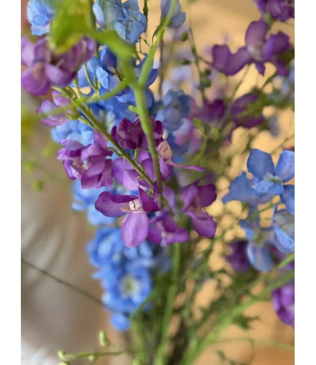 SILK-KA Kunstbloemen boeket "Royal Delphinium Blue"  Large