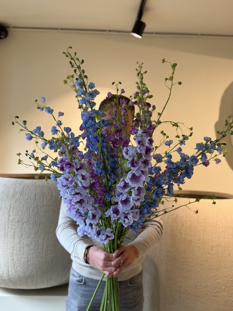 SILK-KA Grand bouquet de fleurs artificielles « Delphinium bleu royal »