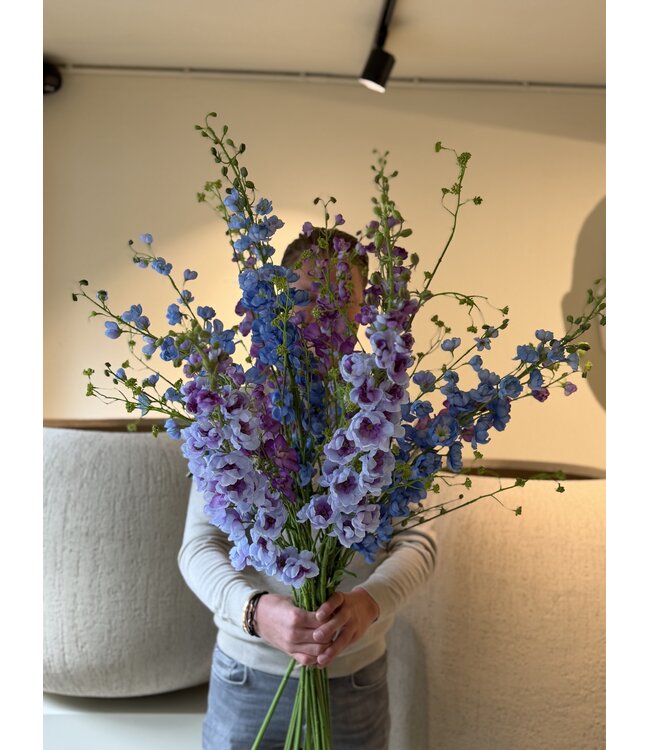 SILK-KA Kunstbloemen boeket "Royal Delphinium Blue"  Large