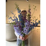 SILK-KA Kunstig blomsterbukett "Royal Delphinium Blue" Stor