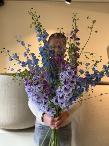 SILK-KA Artificial flower bouquet "Royal Delphinium Blue" Large