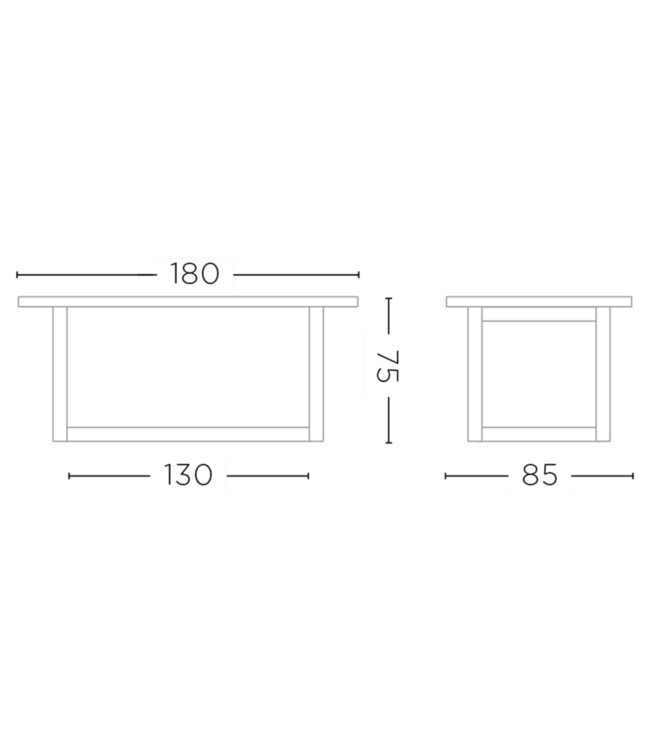 GOMMAIRE Outdoor Meubels | Organic Living Rectangular Table Dennis Small | Reclaimed Teak Natural Grey