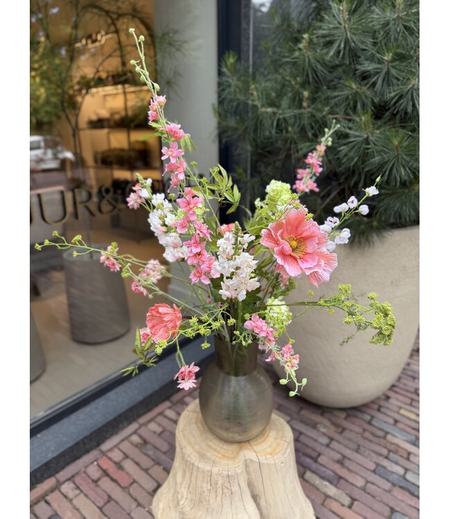 SILK-KA Bouquet de fleurs artificielles « Jardin rose »