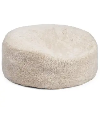 Natures Collection Puf de piel de oveja | Lana corta de Nueva Zelanda Pearl 75x75