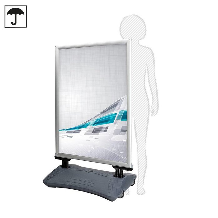 Waterproof Pavement WindSign "Seal", 44 mm profile, silver / grey