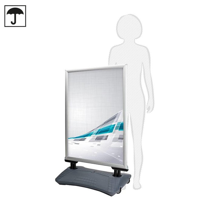 Waterproof Pavement WindSign "Seal", 44 mm profile, silver / grey