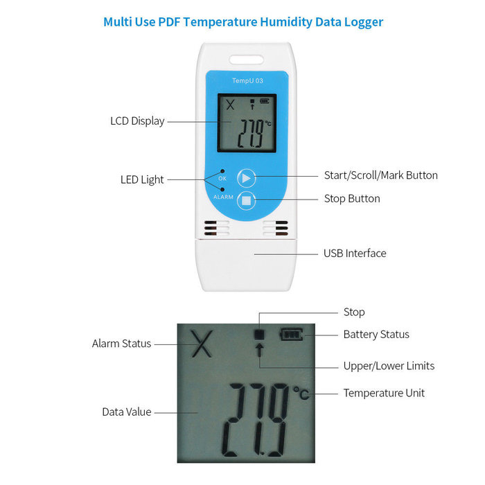 HapoH USB Temperatuur & luchtvochtigheid Data Logger