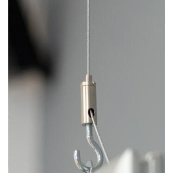 Suspension set for plexiglass screen for suspended ceiling