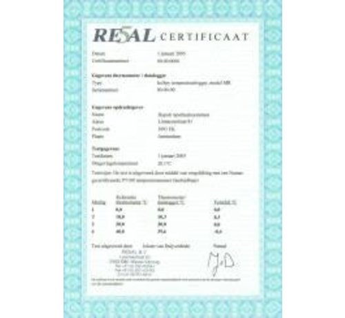 2-point calibration report for refrigerator + 2 ° C and + 8 ° C