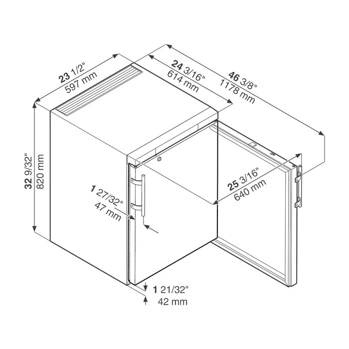 Liebherr FKUv 1663 Premium table model in stainless steel with glass door