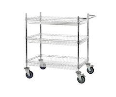 Wire mesh table trolley, chrome plated