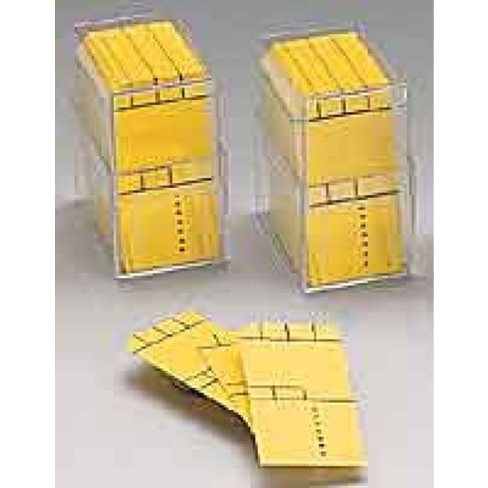 800 x Gele minikaart 50x25mm met kader in box