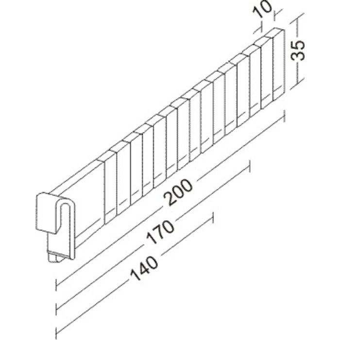 HapoH Lade indeling ribprofiel en aluminium 35mm hoog
