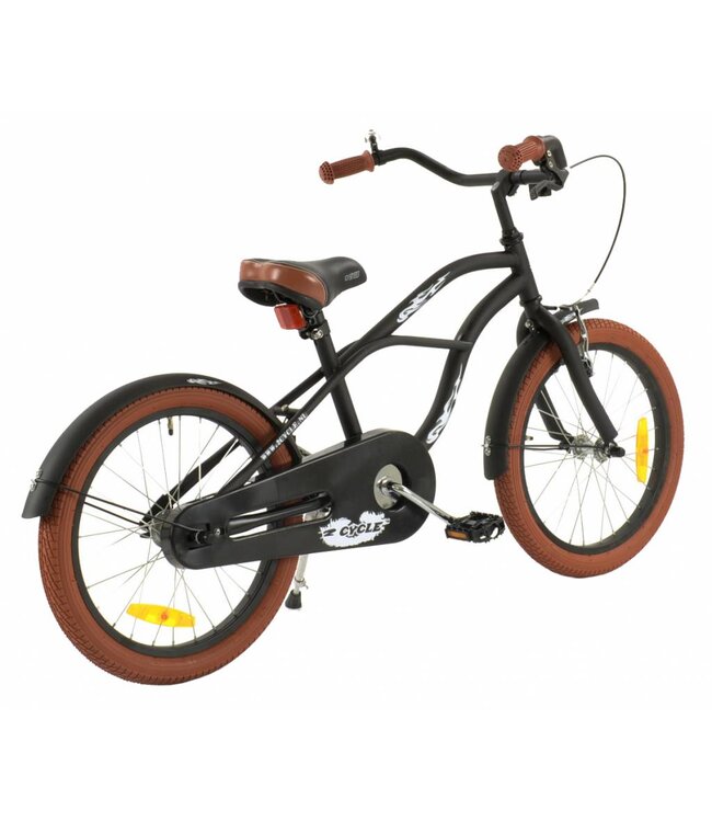 2Cycle Cruiser kinderfiets 18 inch (5 tot 7 jaar) voor jongens mat-zwart