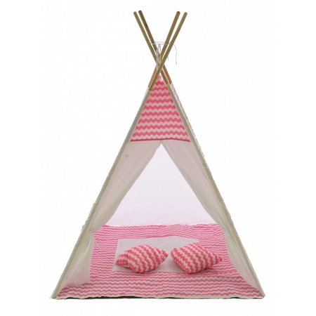 Sajan Speeltent - Tipi Tent - Met Grondkleed & Kussens - Speelhuisje - Tent voor kinderen - Roze