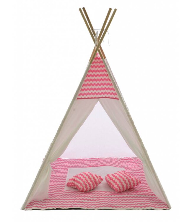 Speeltent - Tipi Tent - Met Grondkleed & Kussens - Speelhuisje - Tent voor kinderen - Roze