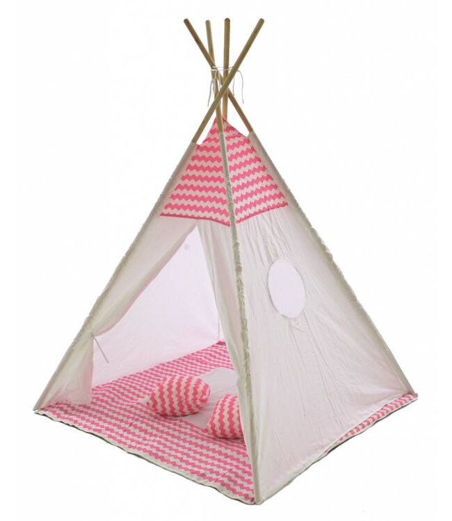 Speeltent - Tipi Tent - Met Grondkleed & Kussens - Speelhuisje - Tent voor kinderen - Roze