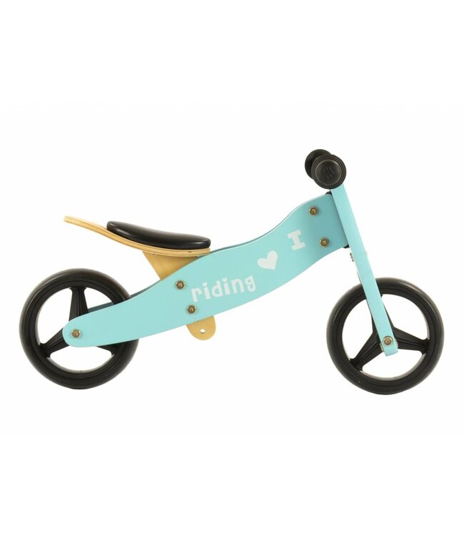 2Cycle 2 in 1 Loopfiets/Driewieler - Hout - Jongens en Meisjes - 1 Jaar - Speelgoed  - Turquoise