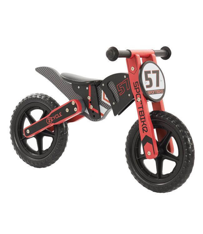 2Cycle Motor  Loopfiets - Hout - Rood