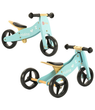 2Cycle 2Cycle 2 in 1 Loopfiets/Driewieler - Hout - Jongens en Meisjes - 1 Jaar - Speelgoed  - Turquoise