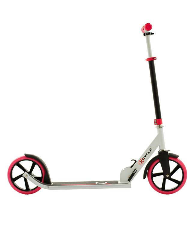 2Cycle Step - Kinderstep - Aluminium -  Grote Wielen - 20cm - Autoped -Roze-Wit