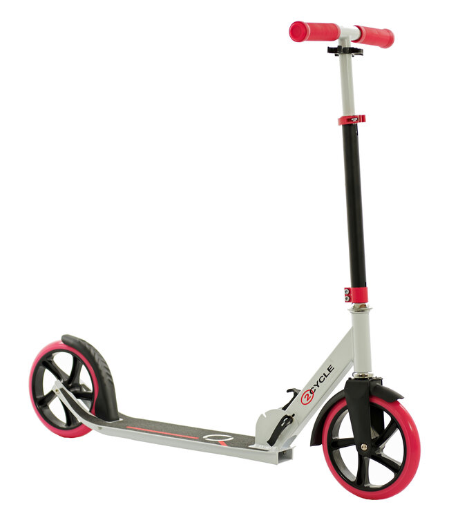 2Cycle Step - Kinderstep - Aluminium -  Grote Wielen - 20cm - Autoped -Roze-Wit