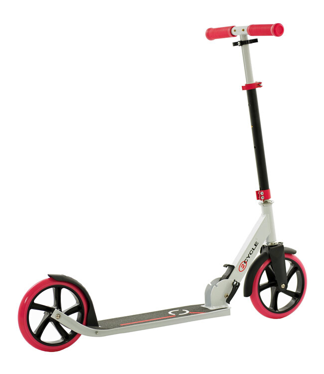 2Cycle Step - Kinderstep - Aluminium -  Grote Wielen - 20cm - Autoped -Roze-Wit