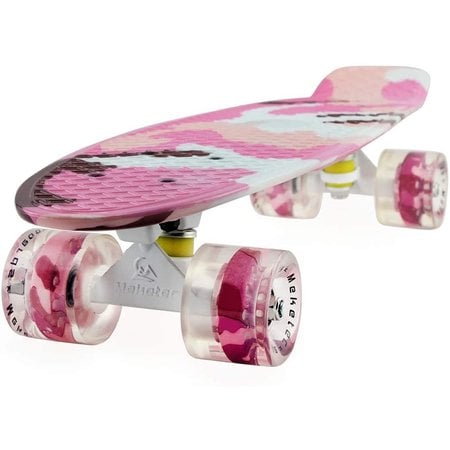 2Cycle 2Cycle - Skateboard - LED Wielen - Meisjes - Penny board - Camouflage Roze - 22.5 inch - 56cm