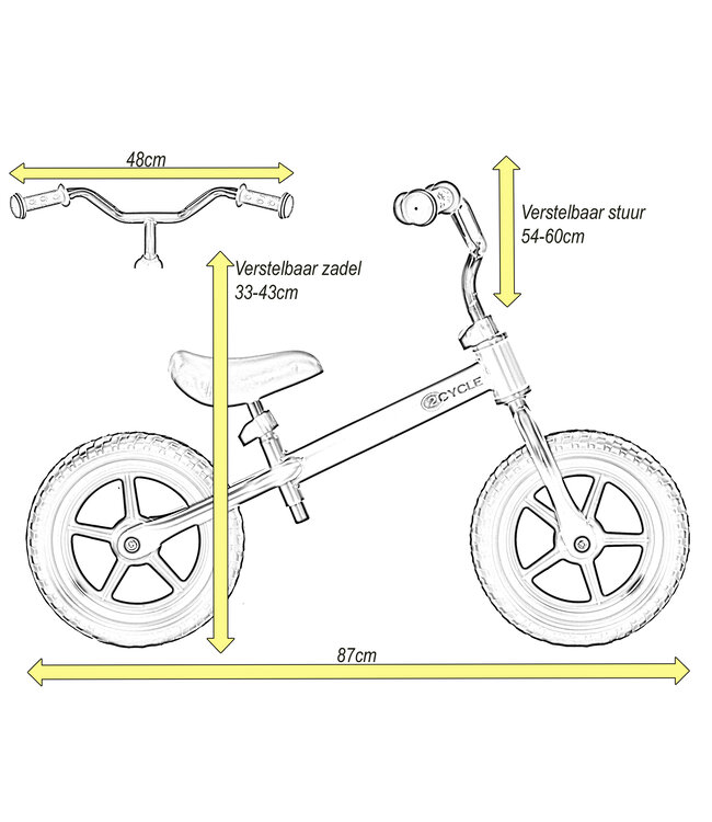 2Cycle Loopfiets - Mat-Grijs - Balance-bike - Buitenspeelgoed
