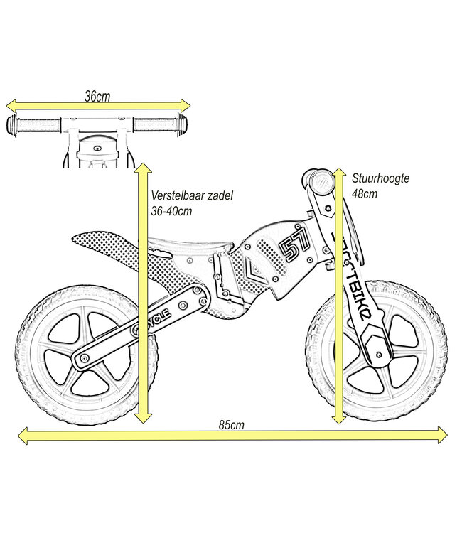 2Cycle Motor  Loopfiets - Hout - Geel