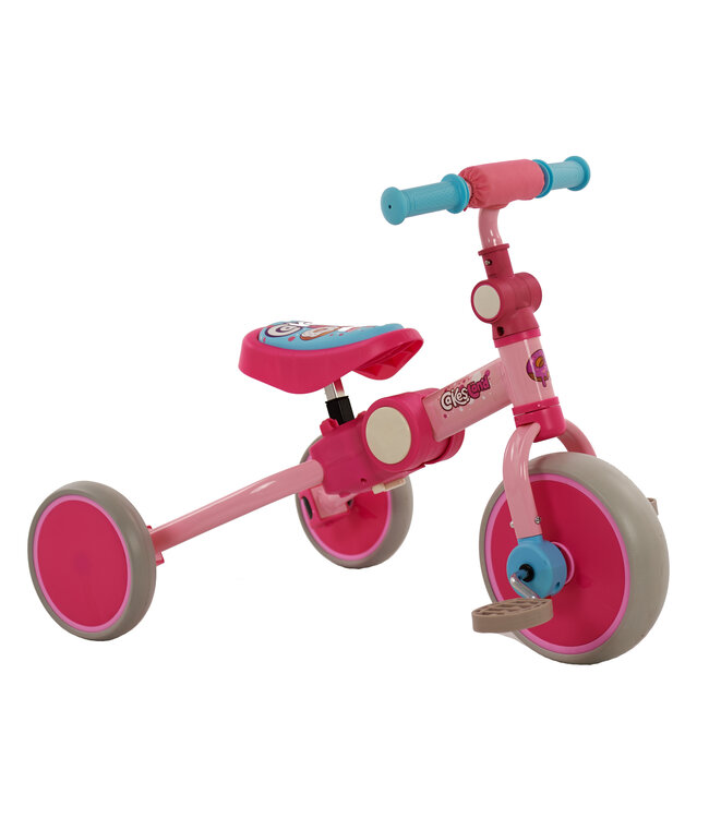 2Cycle 4 in 1 Driewieler-Loopfiets - Roze