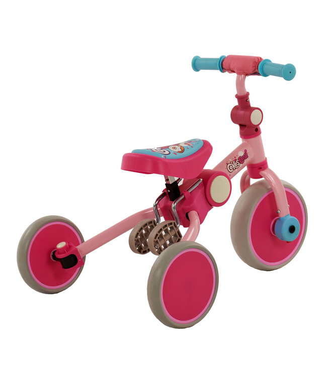 2Cycle 4 in 1 Driewieler-Loopfiets - Roze
