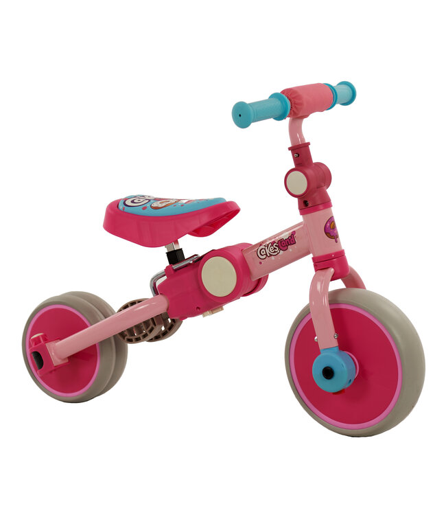 2Cycle 4 in 1 Driewieler-Loopfiets - Roze