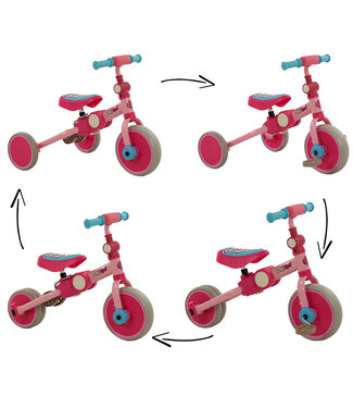 2Cycle 2Cycle 4 in 1 Driewieler-Loopfiets - Roze 2Cycle 2Cycle 4 in 1 Driewieler-Loopfiets - Roze