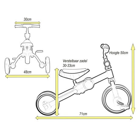 2Cycle 2Cycle 4 in 1 Driewieler-Loopfiets - Roze