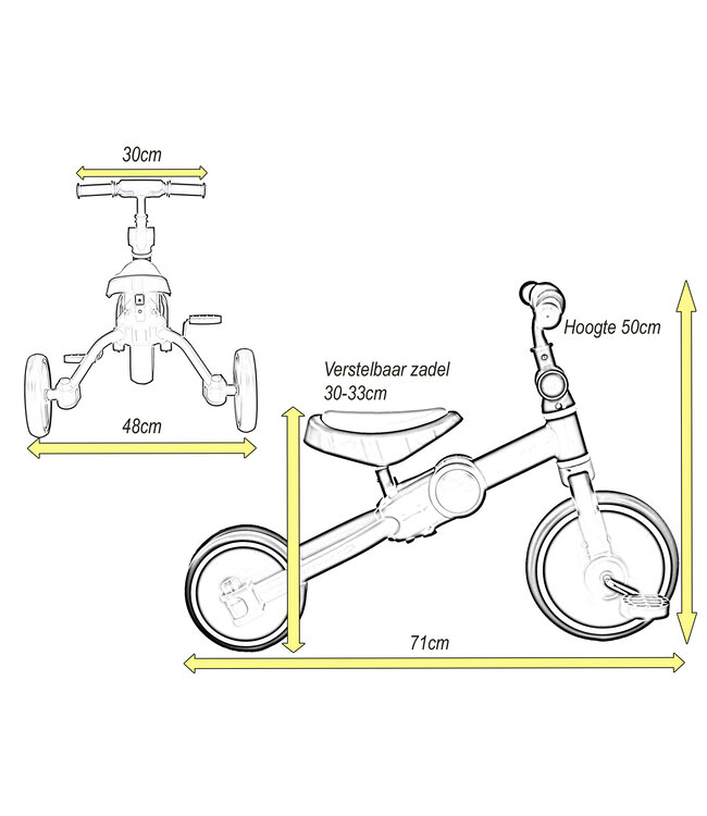2Cycle 4 in 1 Driewieler-Loopfiets - Roze
