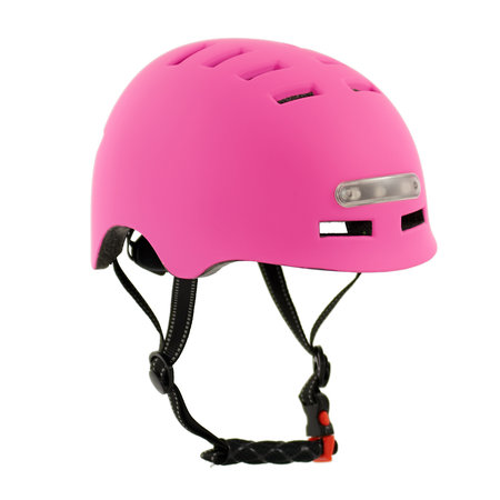 Sajan Sajan Fietshelm - Skatehelm - Helm Mat-Roze - LED Verlichting - Maat-S