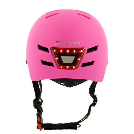 Sajan Sajan Fietshelm - Skatehelm - Helm Mat-Roze - LED Verlichting - Maat-S