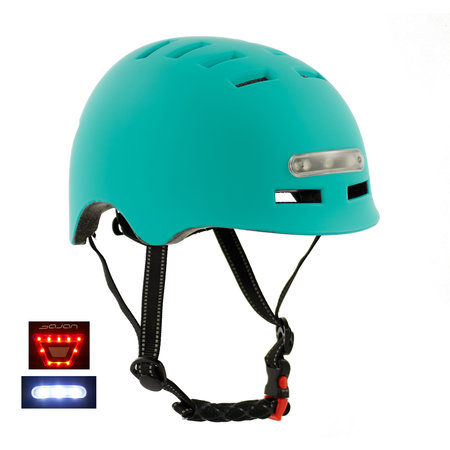 Sajan Sajan Fahrradhelm - Skathelm - Helm matt-Türkis- LED-Beleuchtung - Größe-S