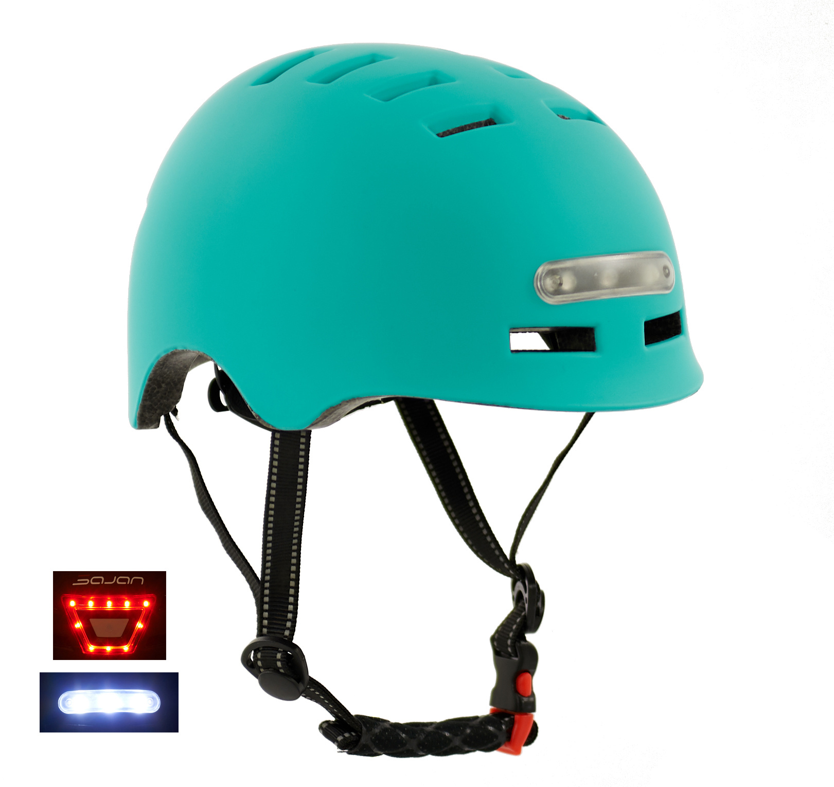 karbonade Indiener Verschuiving Sajan Fietshelm - Skatehelm Mat-Turquoise - LED Verlichting | Prijskiller.nl