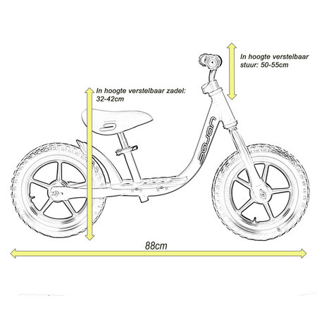 Sajan Sajan Loopfiets - Balance Bike - Jongens en Meisjes - Loopfiets 2 Jaar - Buitenspeelgoed - Mat-Lichtblauw