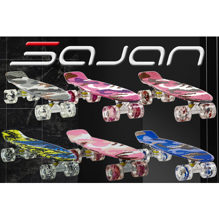 Sajan Sajan - Skateboard - LED - Penny board - Camouflage Paars - 22.5 inch - 56cm - Skateboard met Verlichting