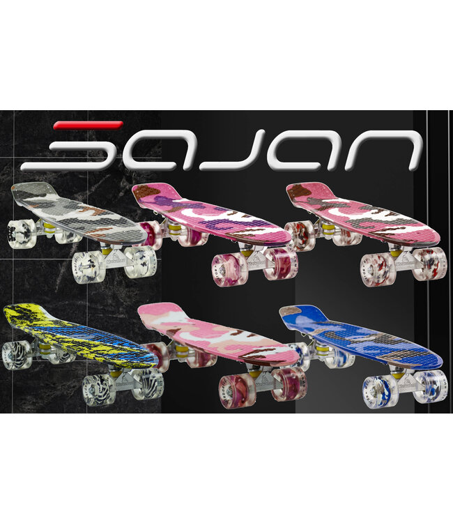 Sajan - Skateboard - LED - Penny board - Camouflage Paars - 22.5 inch - 56cm - Skateboard met Verlichting