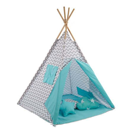 Sajan Sajan Tipi Speeltent - Met Grondkleed & Kussens - Tent voor kinderen - Turquoise