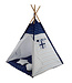 Speeltent - Tipi Tent - Met Grondkleed & Kussens - Speelhuisje - Tent voor kinderen - Blauw-Wit
