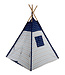 Speeltent - Tipi Tent - Met Grondkleed & Kussens - Speelhuisje - Tent voor kinderen - Blauw-Wit