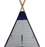 Sajan Speeltent - Tipi Tent - Met Grondkleed & Kussens - Speelhuisje - Tent voor kinderen - Blauw-Wit